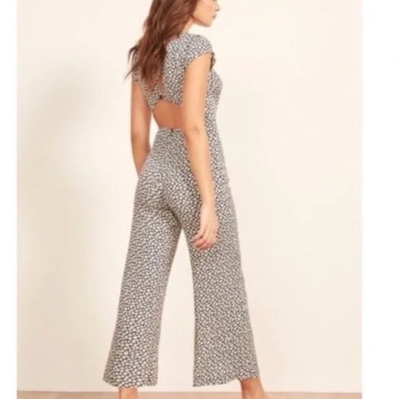 Reformation Mayer Wide Leg Open Back Jumpsuit Quinto Floral Size 4 - Picture 2 of 5